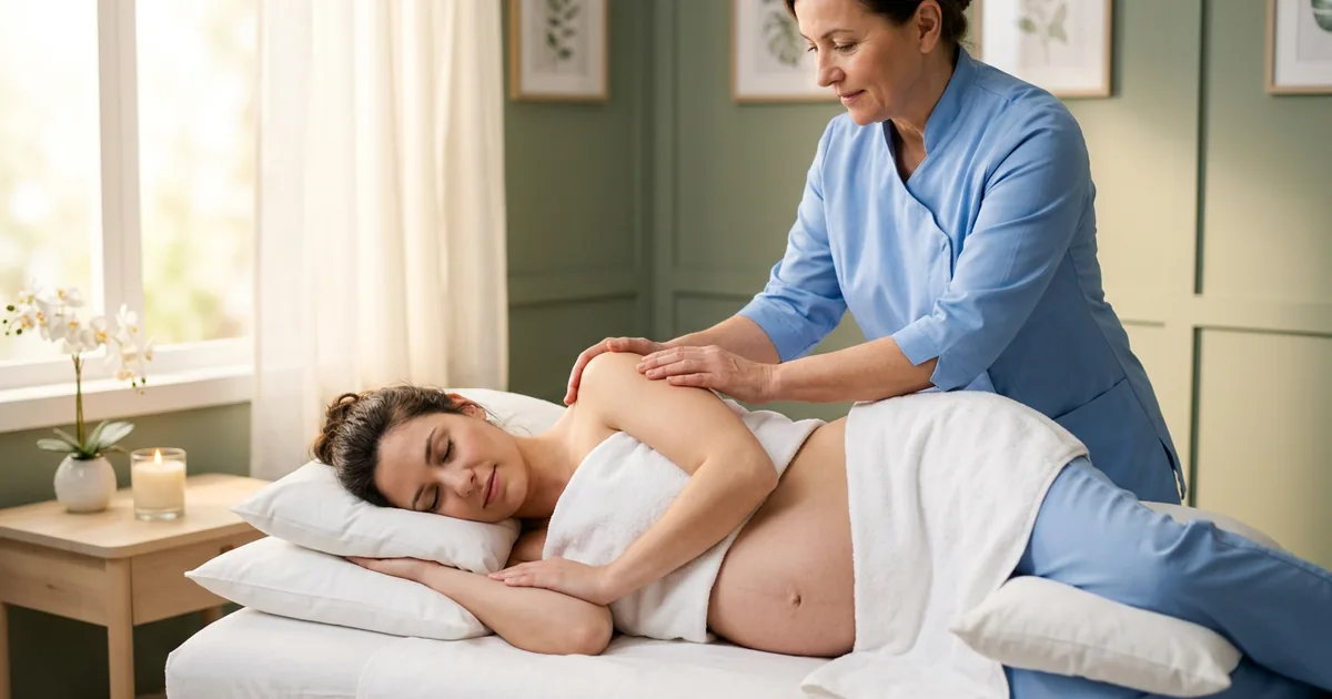 Массаж при беременности в салоне Massage Batumi — расслабляющий массаж спины беременной в положении на боку
