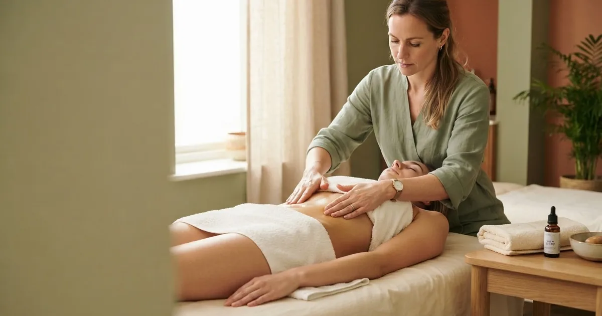 Массаж живота — техника по часовой стрелке в салоне Massage Batumi в Батуми